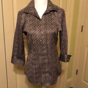 TALBOTS brown and white blouse